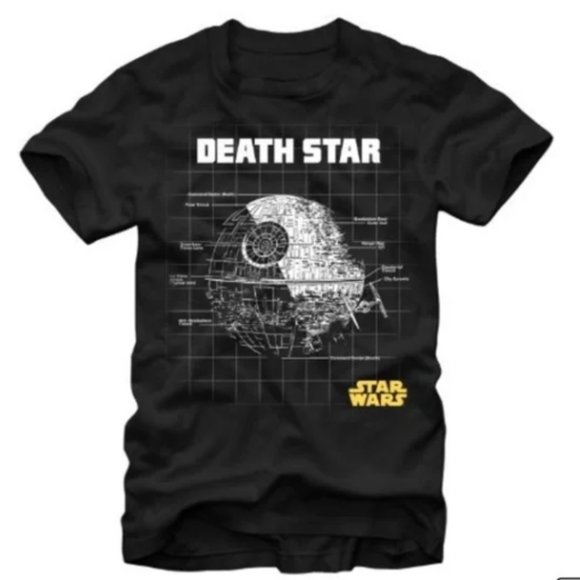 Disney Star Wars Death Star Schematics Blueprint Graphic Tee - Picture 1 of 7